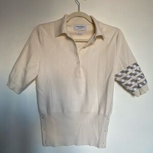 Thom Browne Ivory Textured Polo
